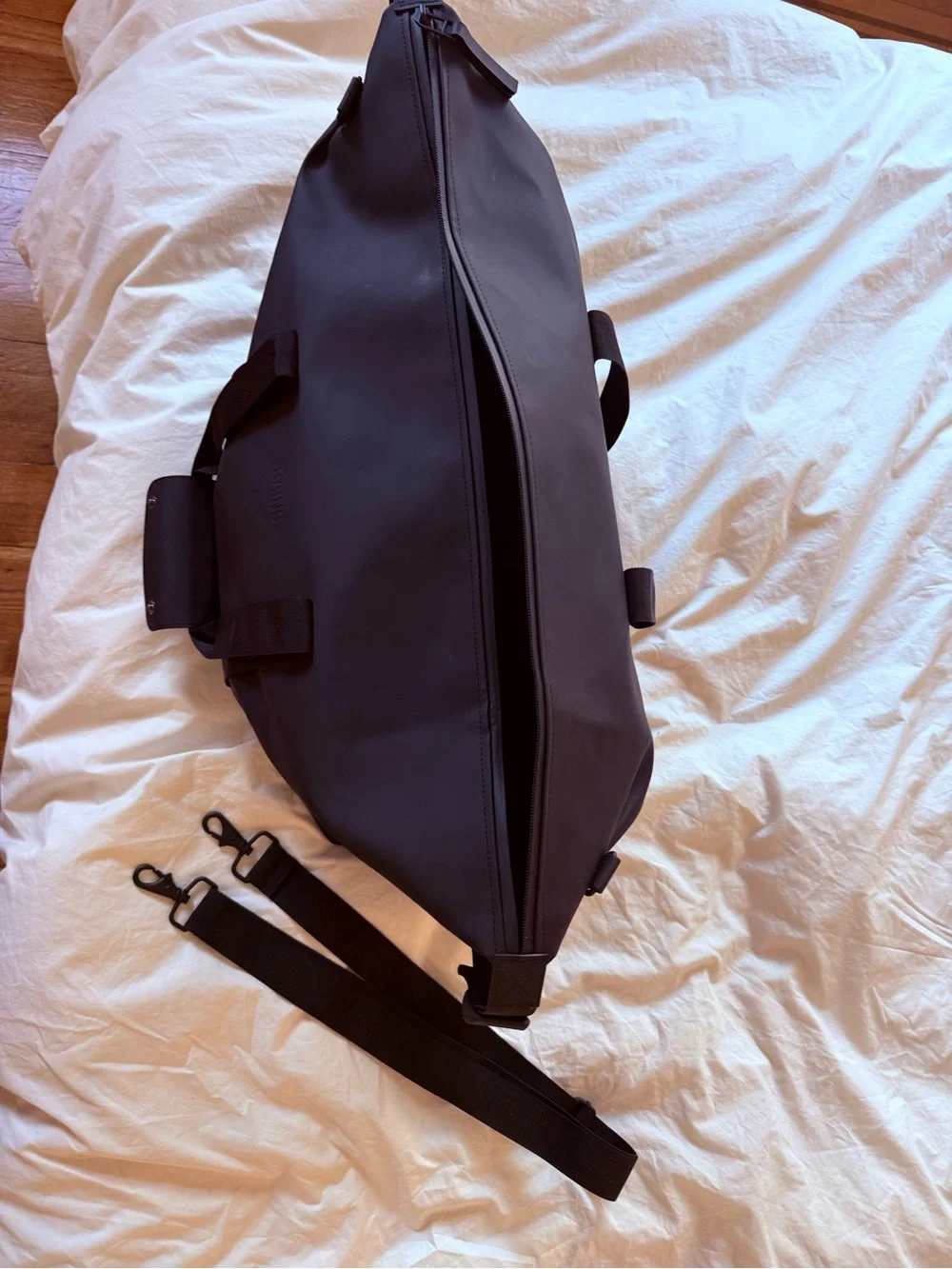 Rains Black Men's Duffel Bag with Shoulder Strap